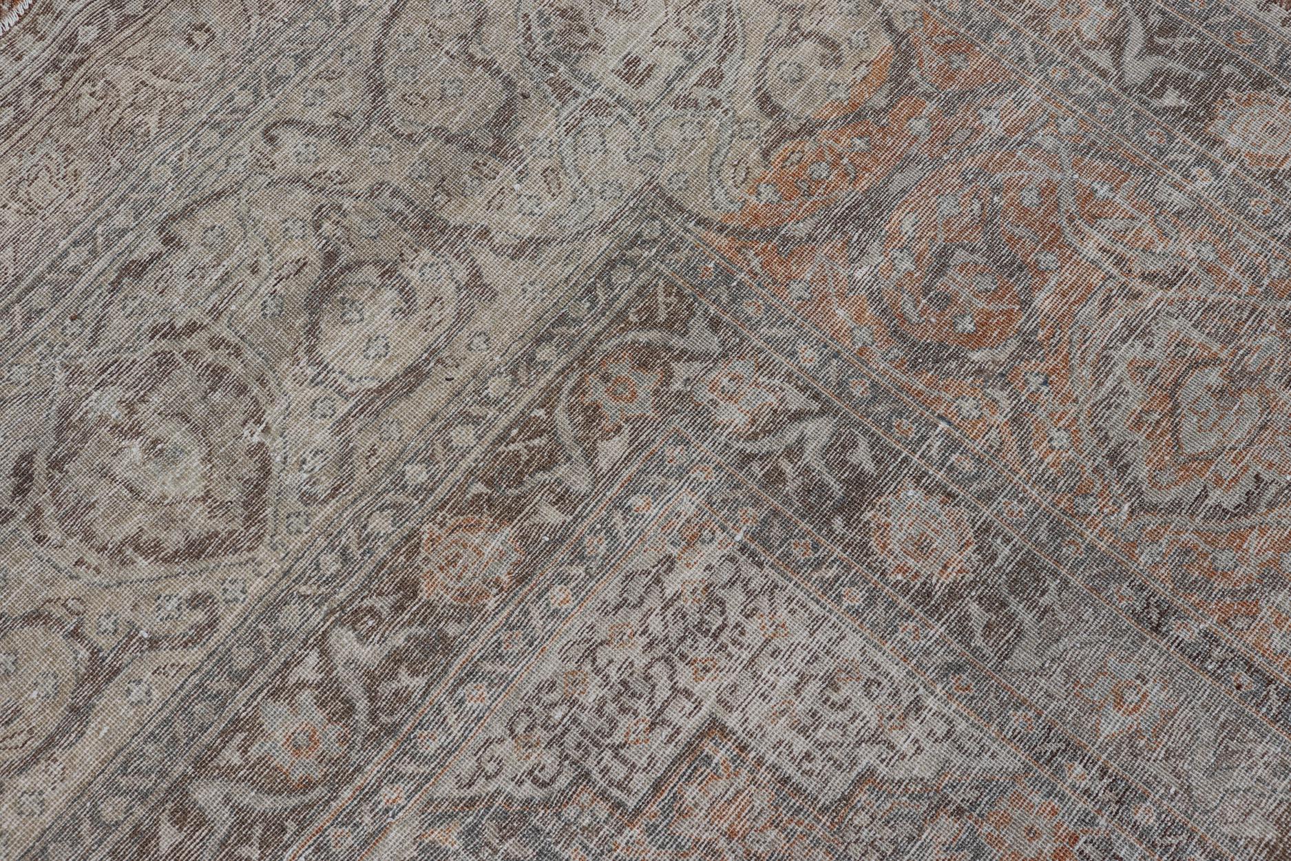 Antico tappeto persiano Tabriz con intricato disegno Herati 12'6 x 20'4 in vendita 7
