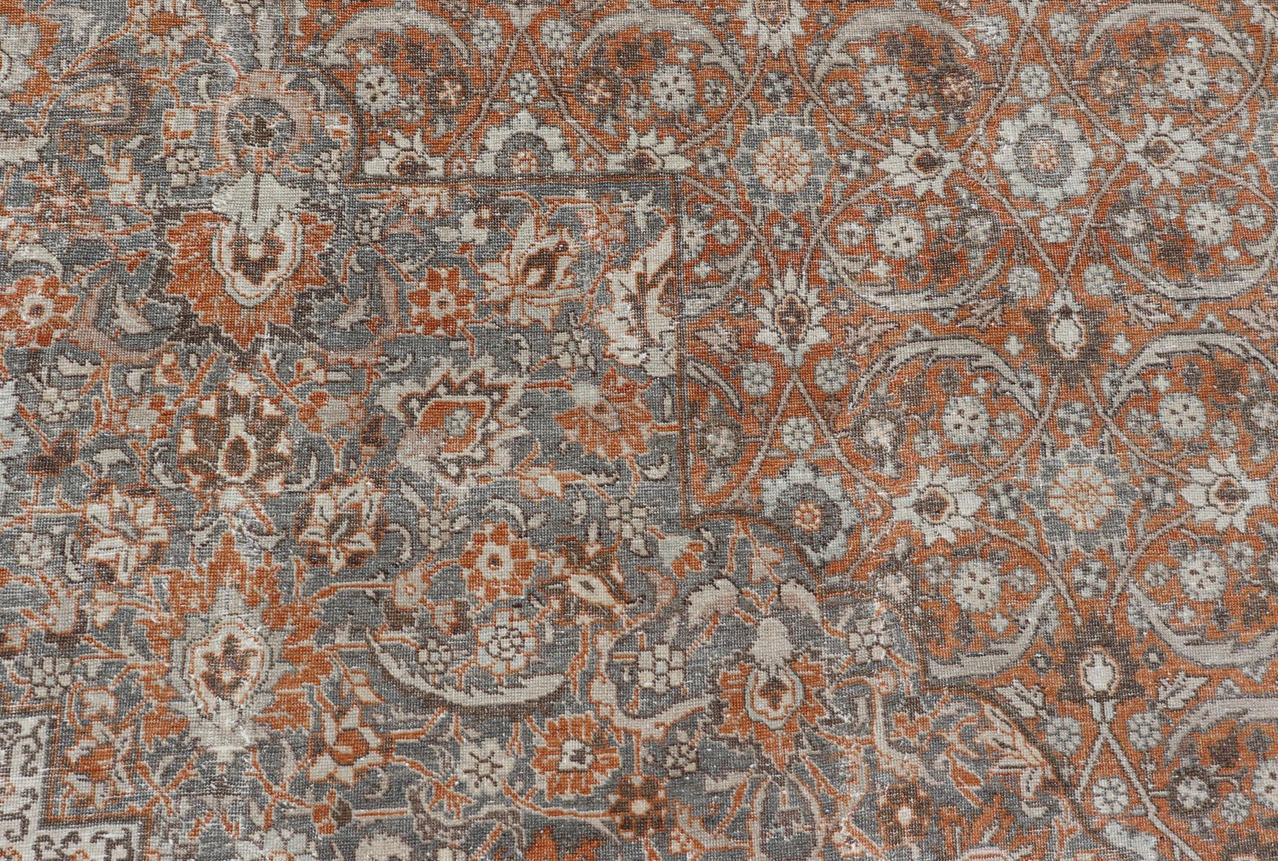 Persiano Antico tappeto persiano Tabriz con intricato disegno Herati 12'6 x 20'4 in vendita