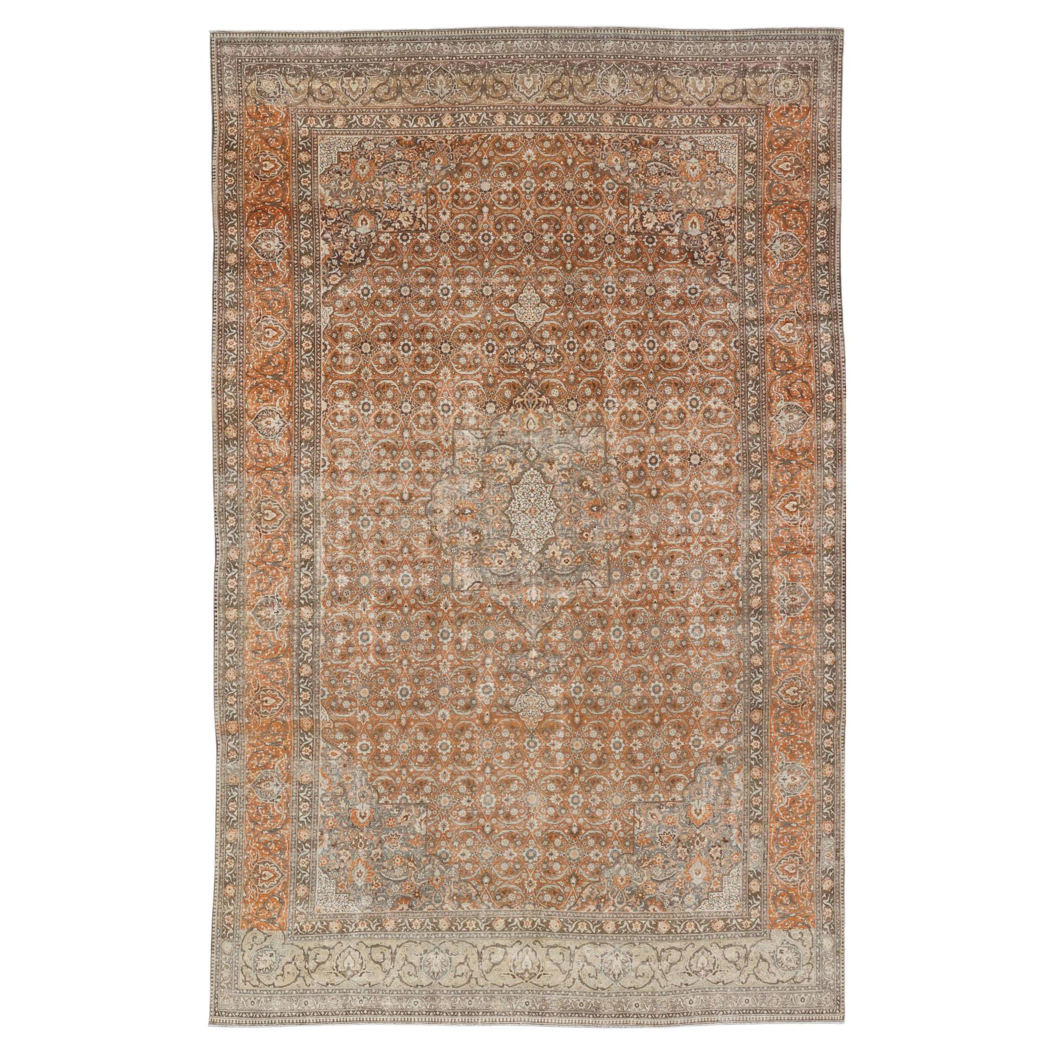 Antico tappeto persiano Tabriz con intricato disegno Herati 12'6 x 20'4