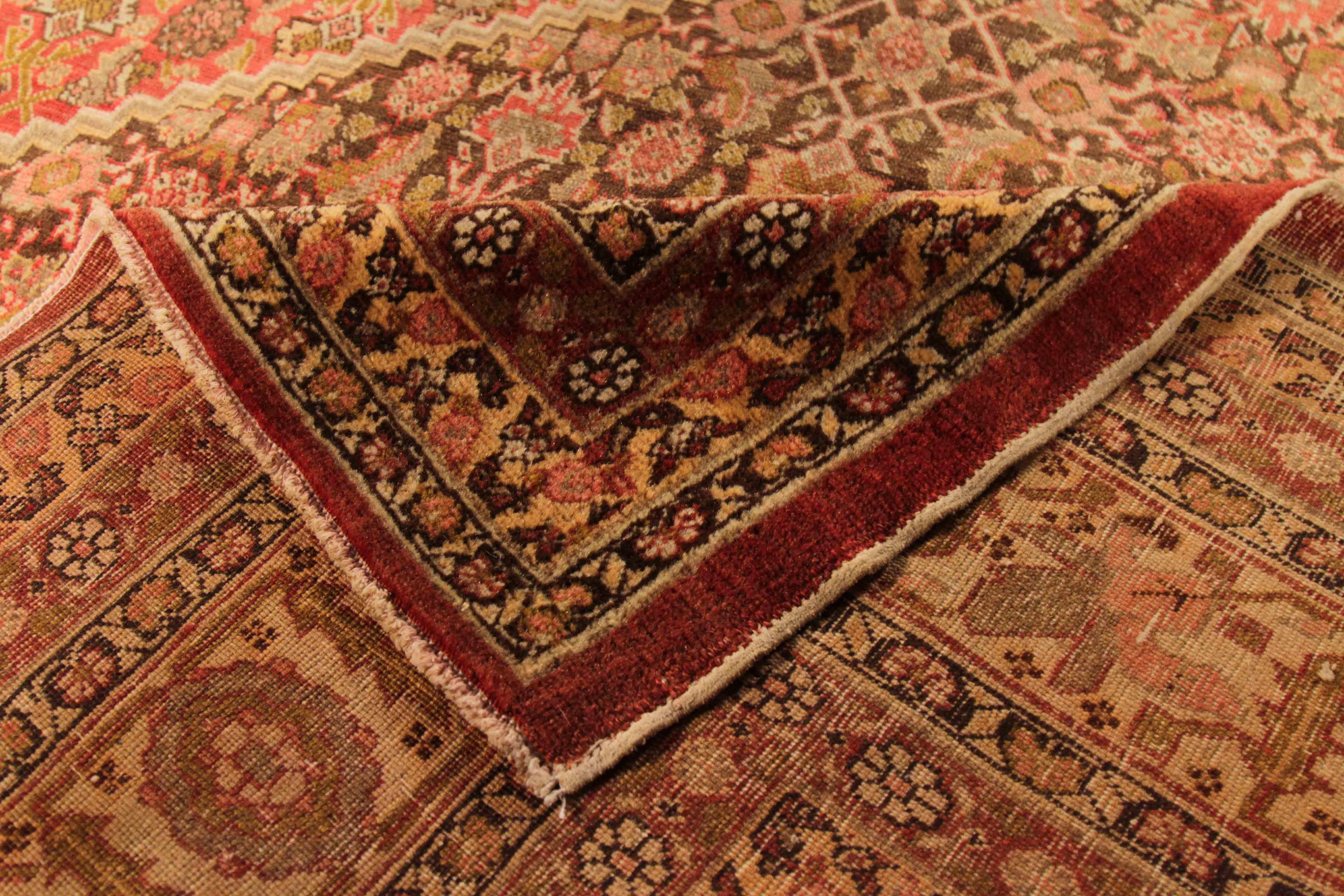 Early 20th Century Antique Persian Tabriz Rug with Large Diamond and Floral Patterns, circa 1910s For Sale