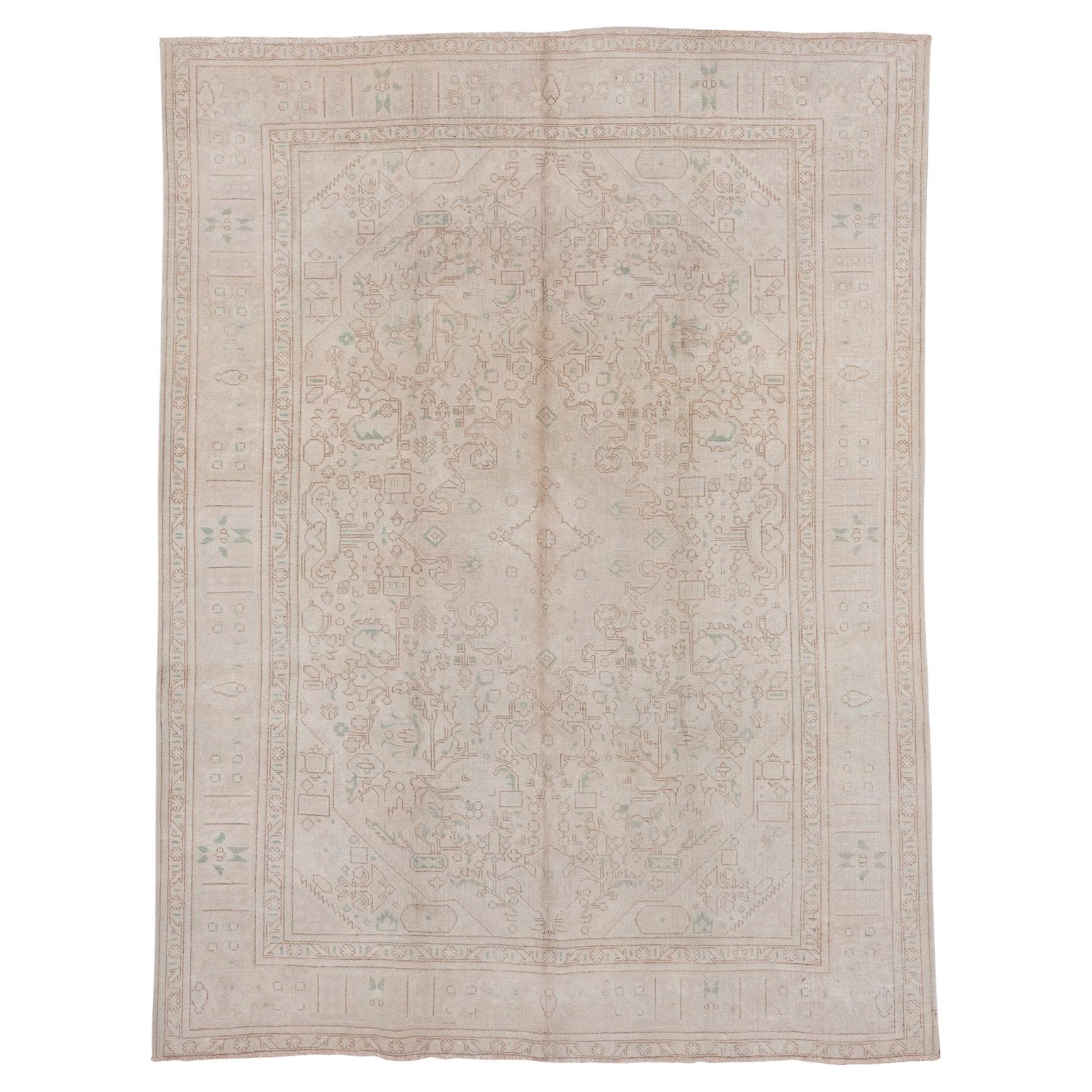 Antique Persian Tabriz Rug with Large Floral Medallion