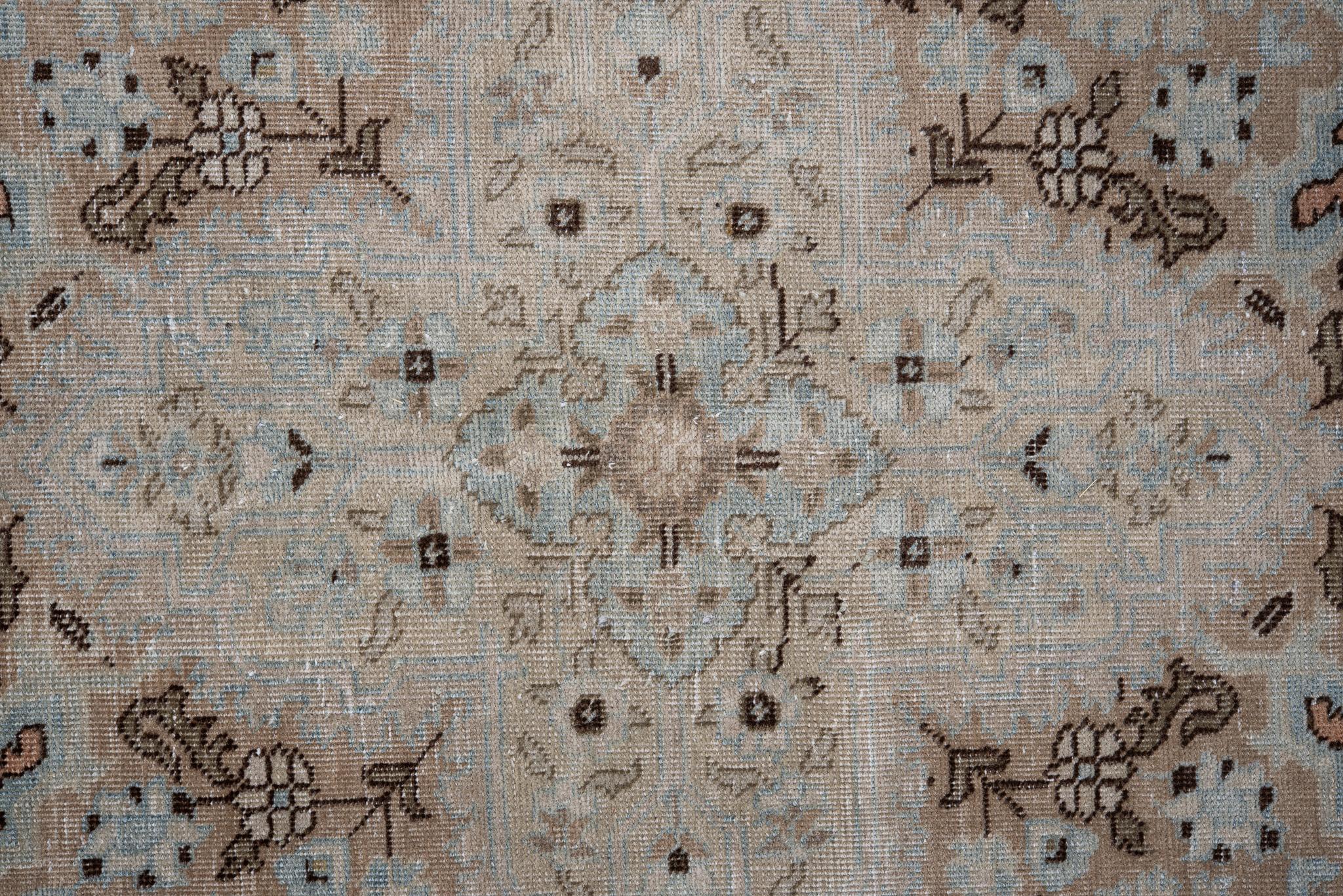 Wool Antique Persian Tabriz Rug with Large Floral Medallion in Vibrant Colors