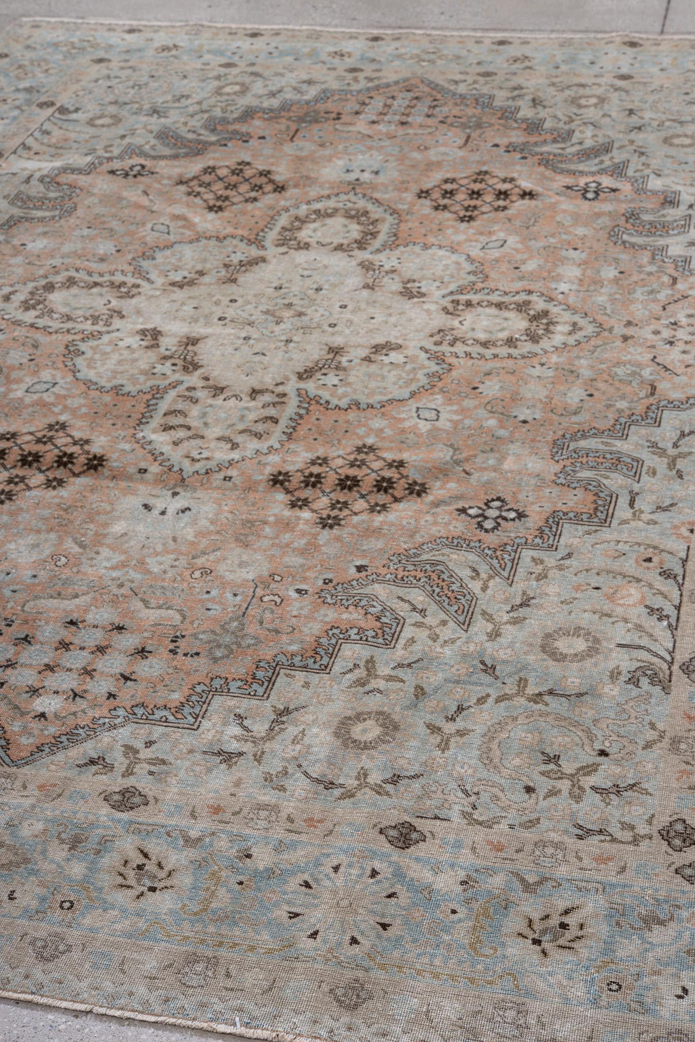 Antique Persian Tabriz Rug with Large Floral Medallion in Vibrant Colors 1