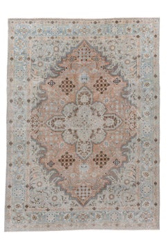Antique Persian Tabriz Rug with Large Floral Medallion in Vibrant Colors