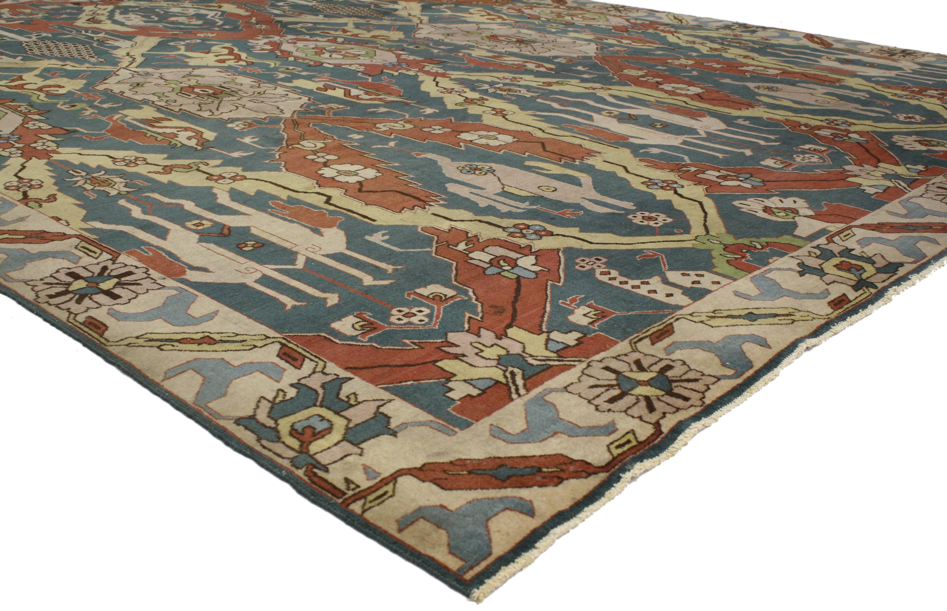 Hand-Knotted Antique Persian Tabriz Rug with Modern Art Deco Style, Petag Tabriz Rug