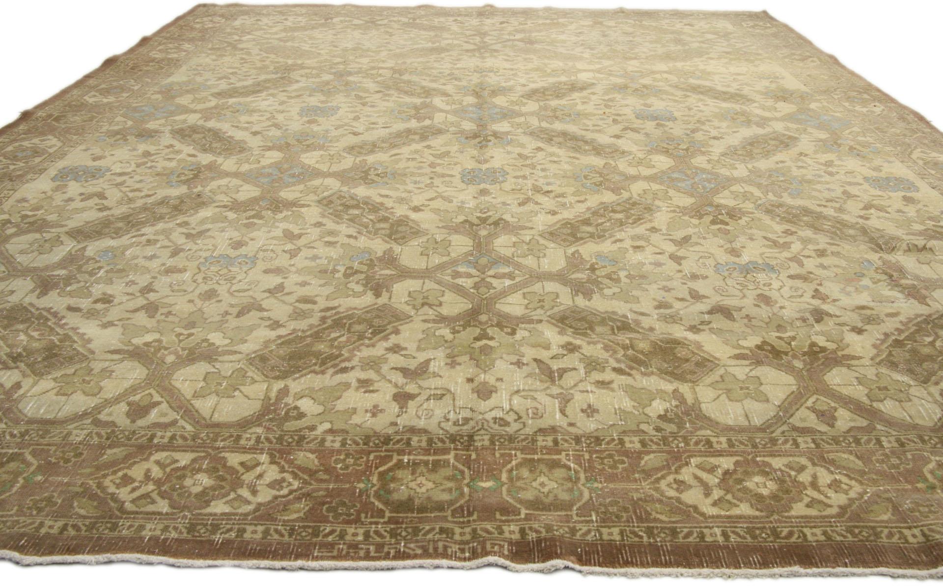Hand-Knotted Antique Persian Tabriz Rug  For Sale