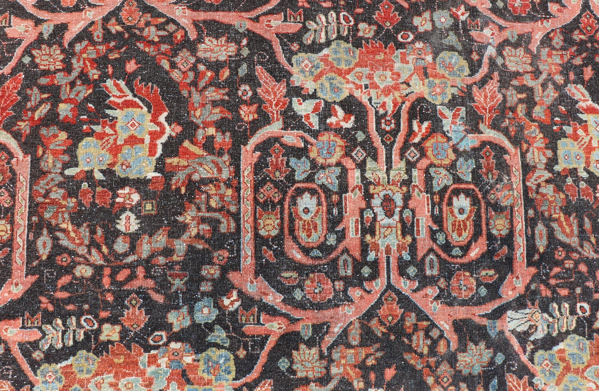Antico tappeto persiano Tabriz con motivi botanici ornati e rosso 7'9 x 13'10 in vendita 5