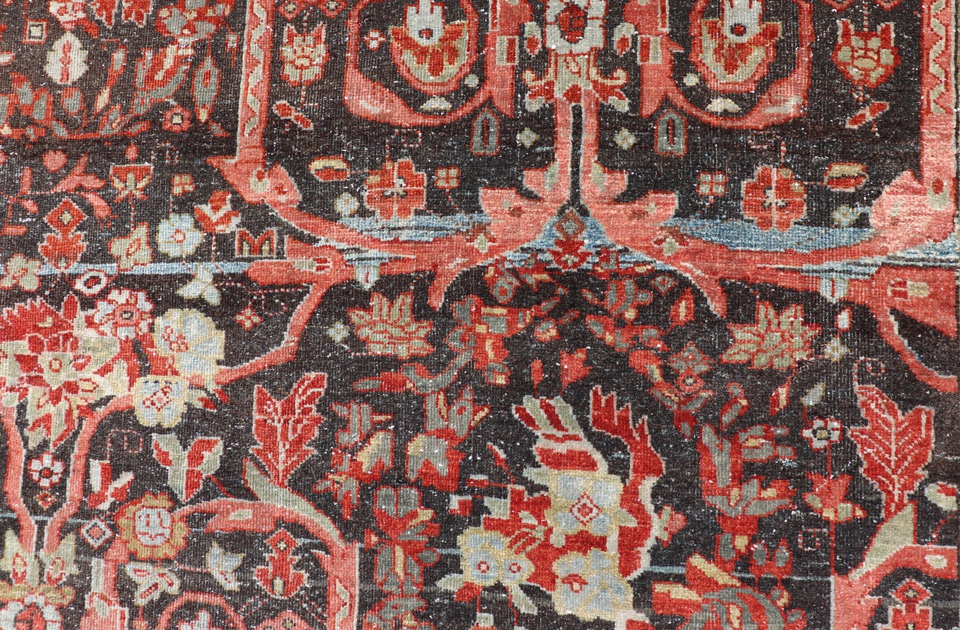 Antico tappeto persiano Tabriz con motivi botanici ornati e rosso 7'9 x 13'10 in vendita 6