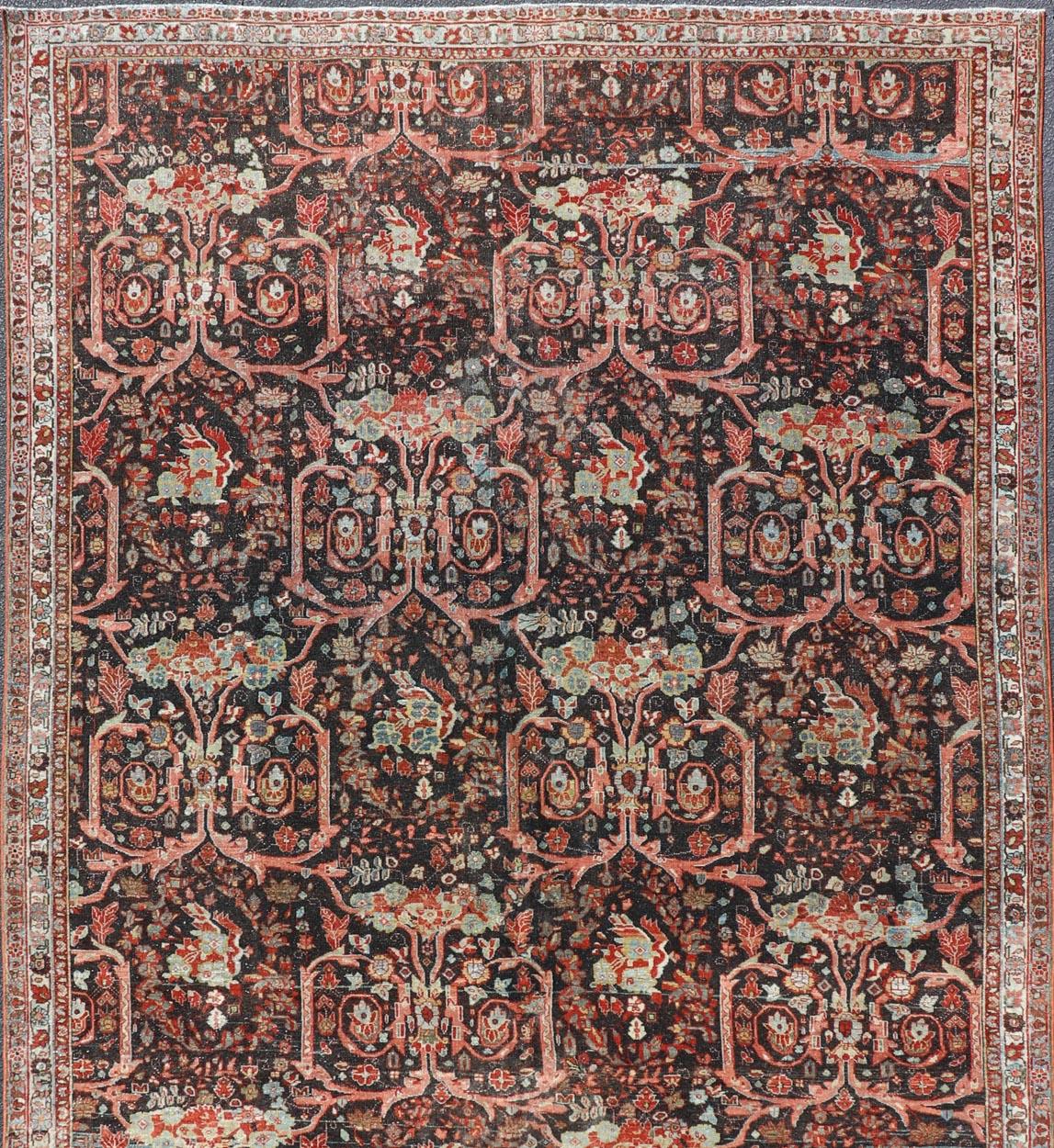 Antico tappeto persiano Tabriz con motivi botanici ornati e rosso 7'9 x 13'10 in vendita 7