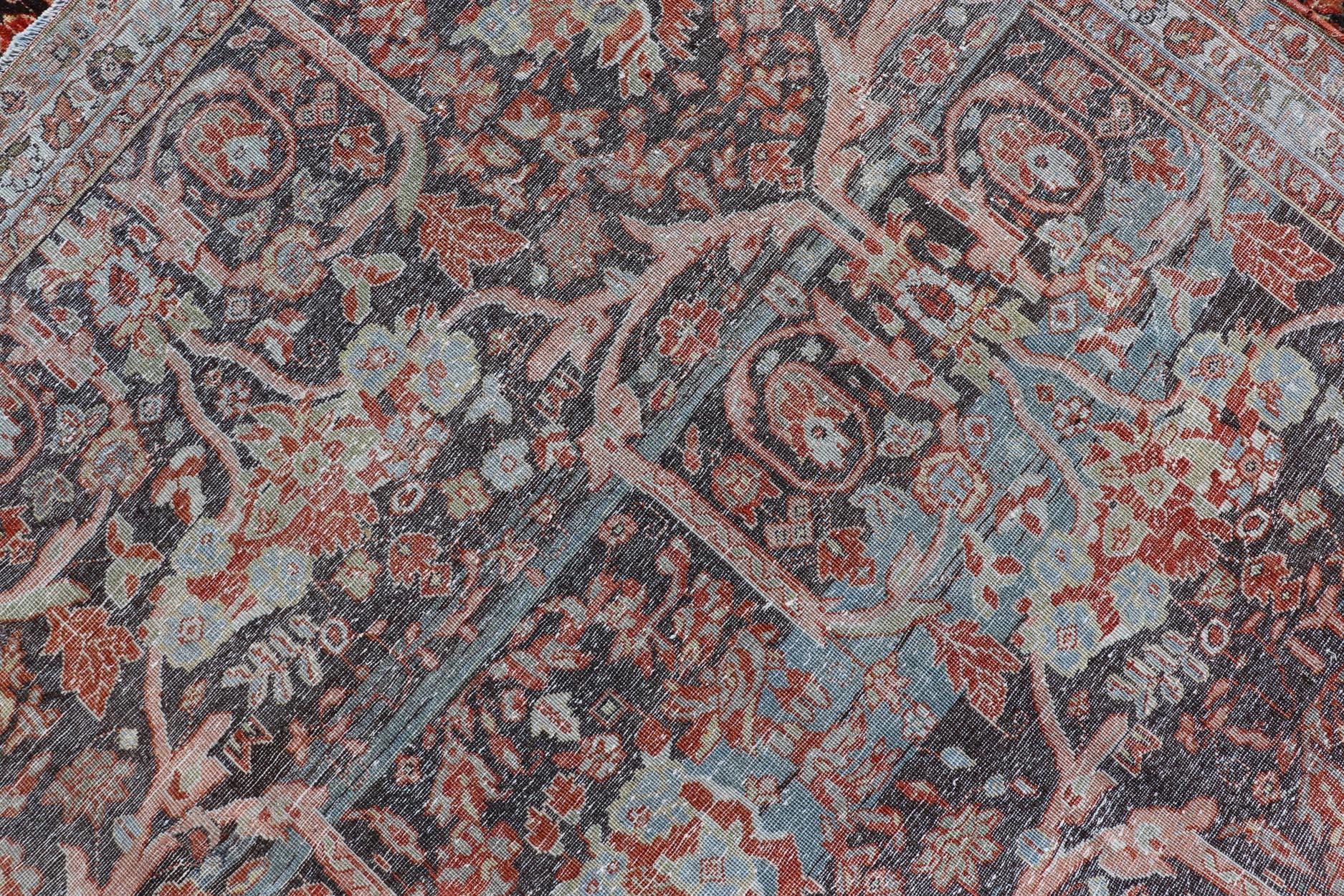 Antico tappeto persiano Tabriz con motivi botanici ornati e rosso 7'9 x 13'10 in vendita 8
