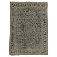 Antique Persian Tabriz Rug with Rich Floral Medallion in Sanded Mossy Green