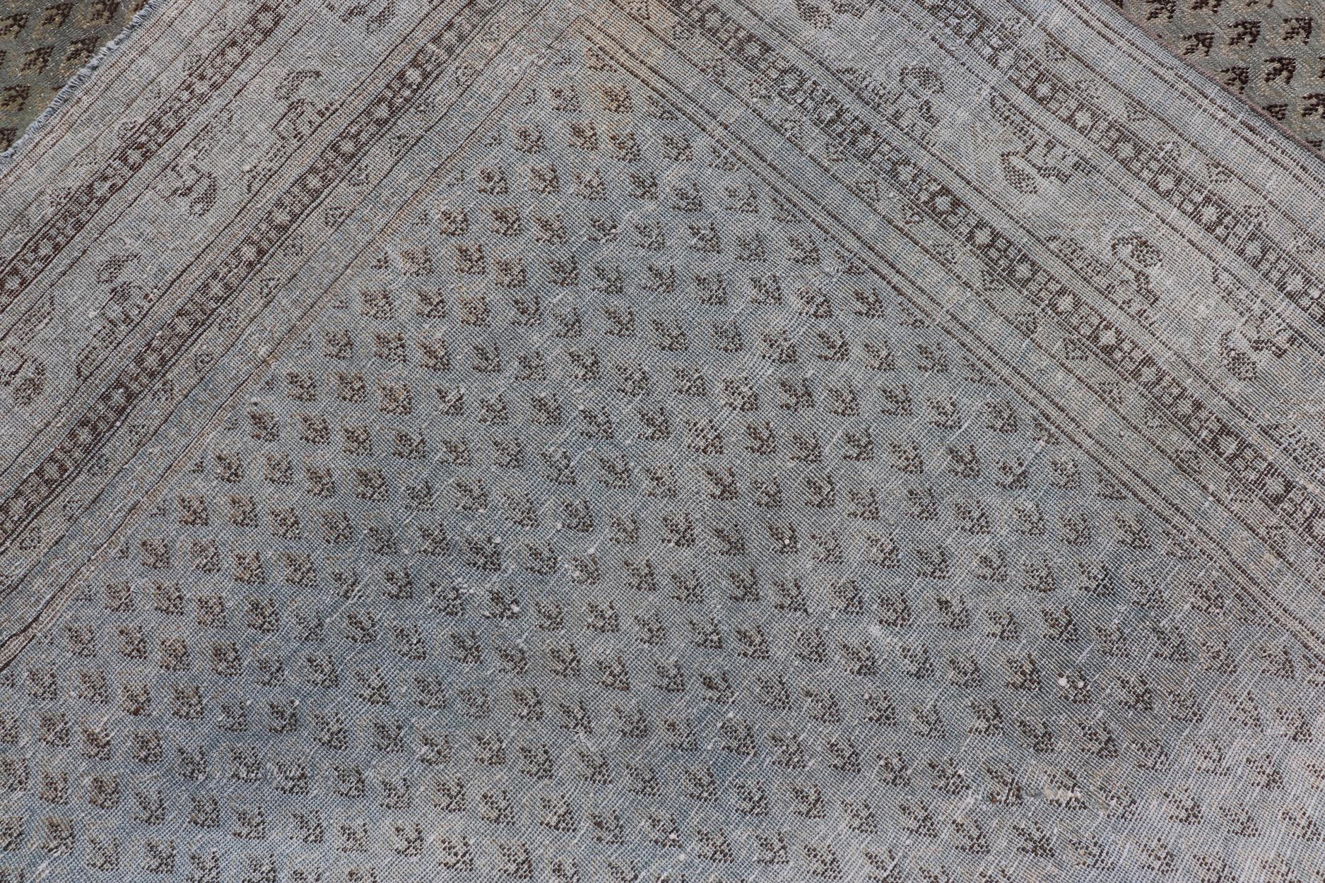 Antico tappeto persiano Tabriz con sottile disegno Paisley all-over 7'2