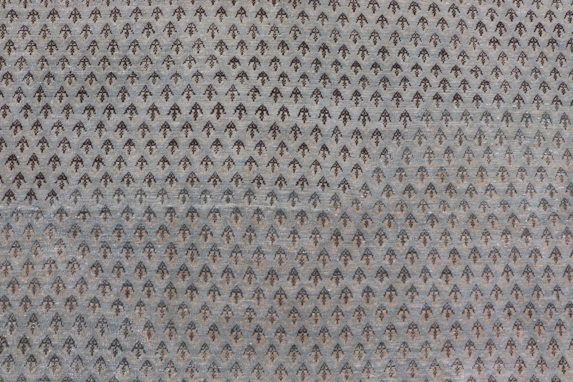 Antico tappeto persiano Tabriz con sottile disegno Paisley all-over 7'2