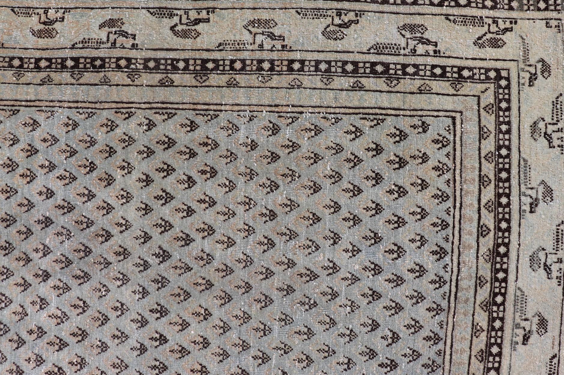 XX secolo Antico tappeto persiano Tabriz con sottile disegno Paisley all-over 7'2