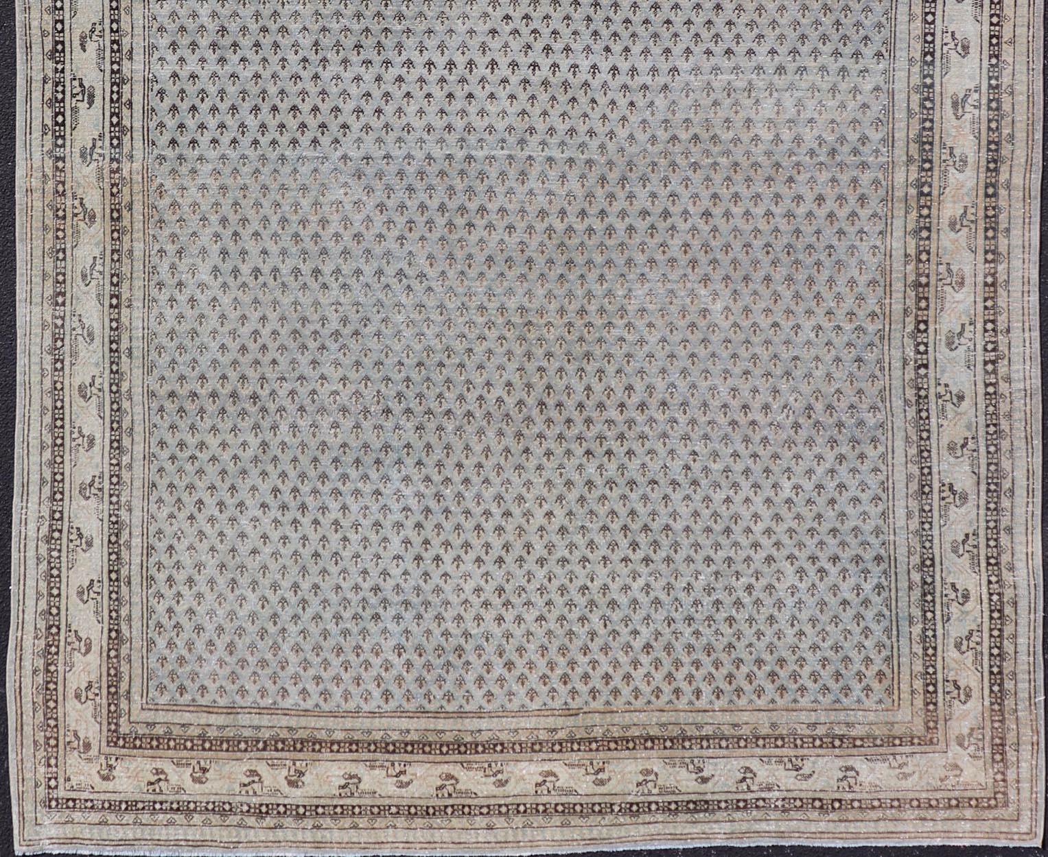 Antico tappeto persiano Tabriz con sottile disegno Paisley all-over 7'2