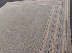 Antique Persian Tabriz Rug with Taupe Field and Fine Allover Design