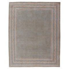 Antique Persian Tabriz Rug with Taupe Field and Fine Allover Design