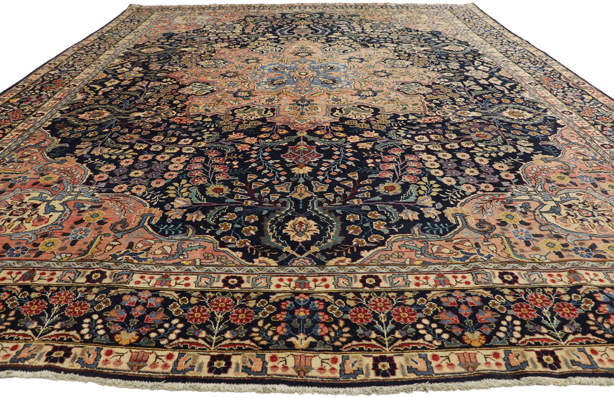Hand-Knotted Antique Persian Tabriz Rug with Traditional Style For Sale