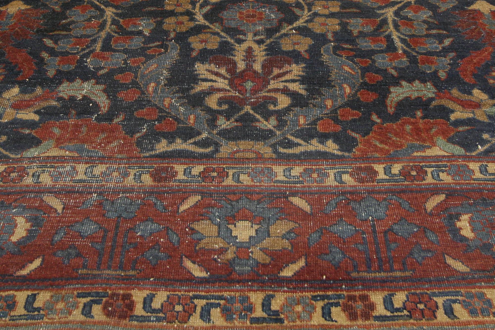Wool Antique Persian Tabriz Rug with Traditional Style For Sale