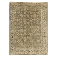 Antique Persian Tabriz Rug with Traditional Style in Warm Earth Tone Colors