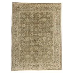 Warm Earth-Tone Antique Persian Tabriz Rug