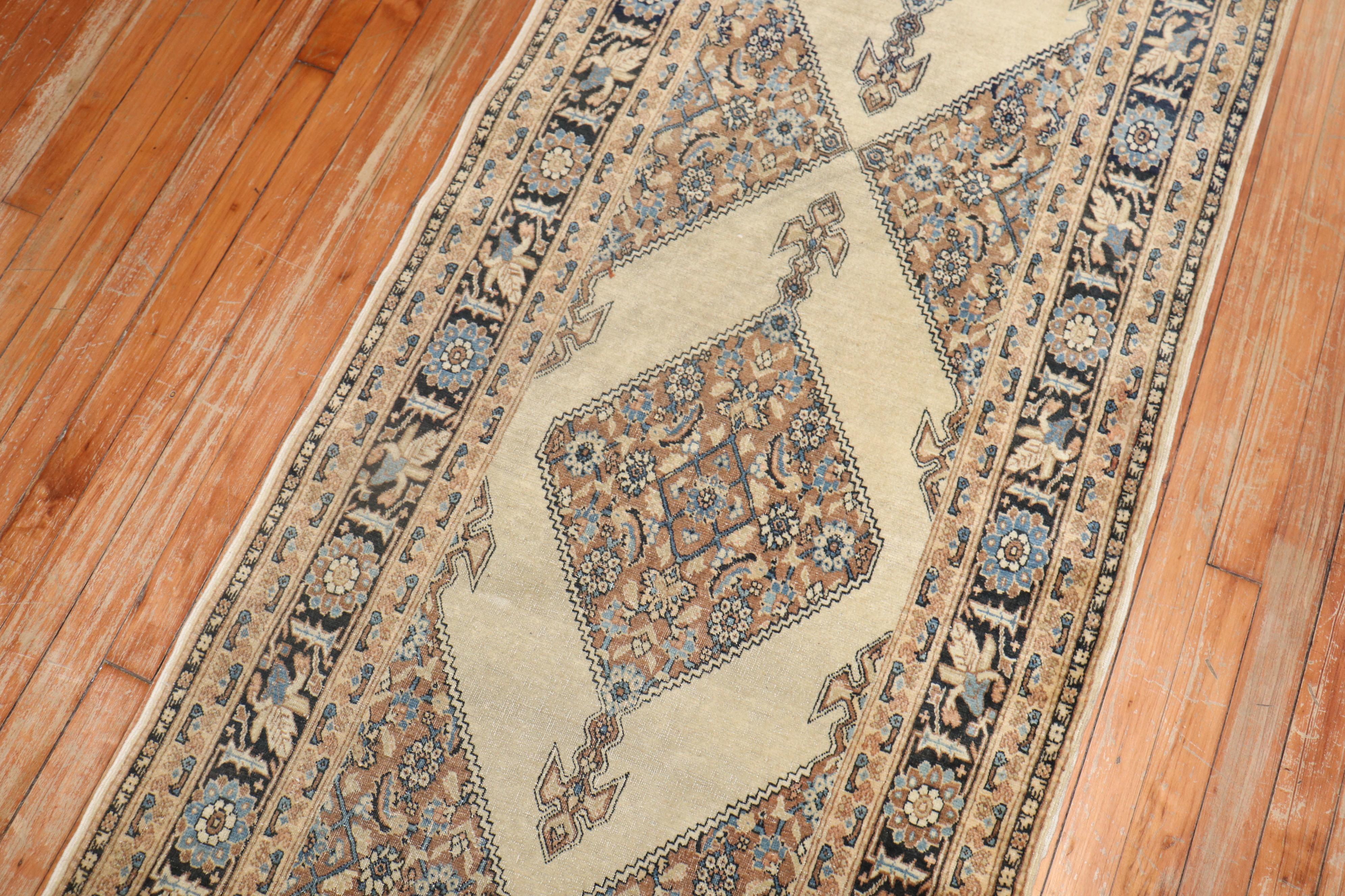 Zabihi Collection Long Antique Hadji Jali Persian Tabriz Runner 4