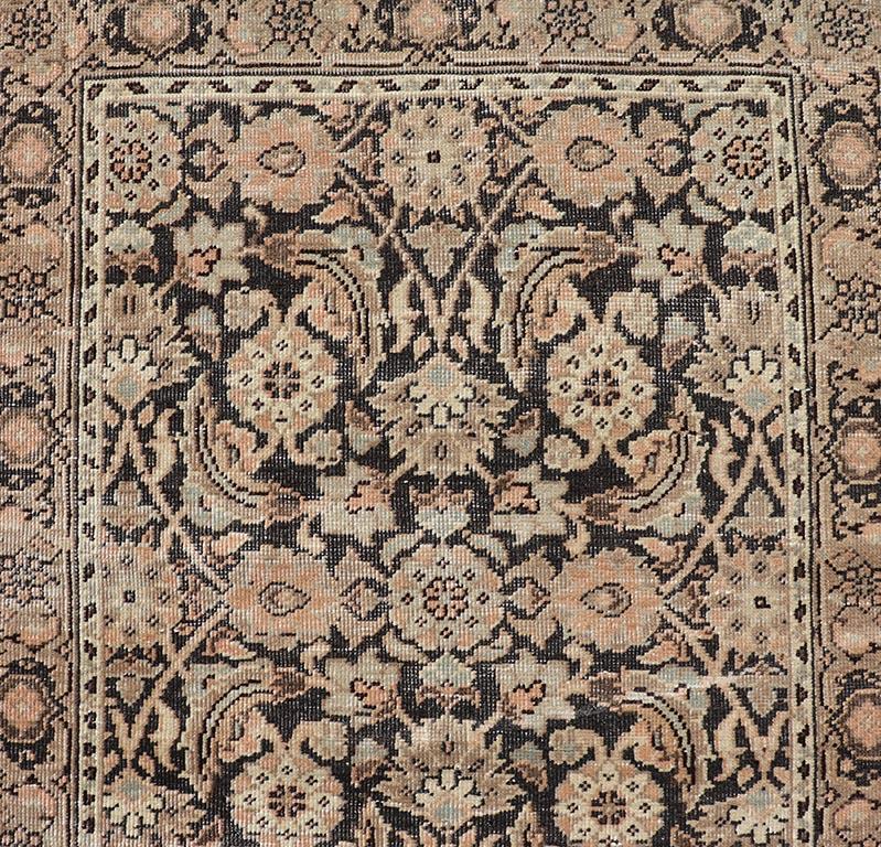 Antique Persian Tabriz Runner with Ornate Floral Design in Earthy Tones  For Sale 4