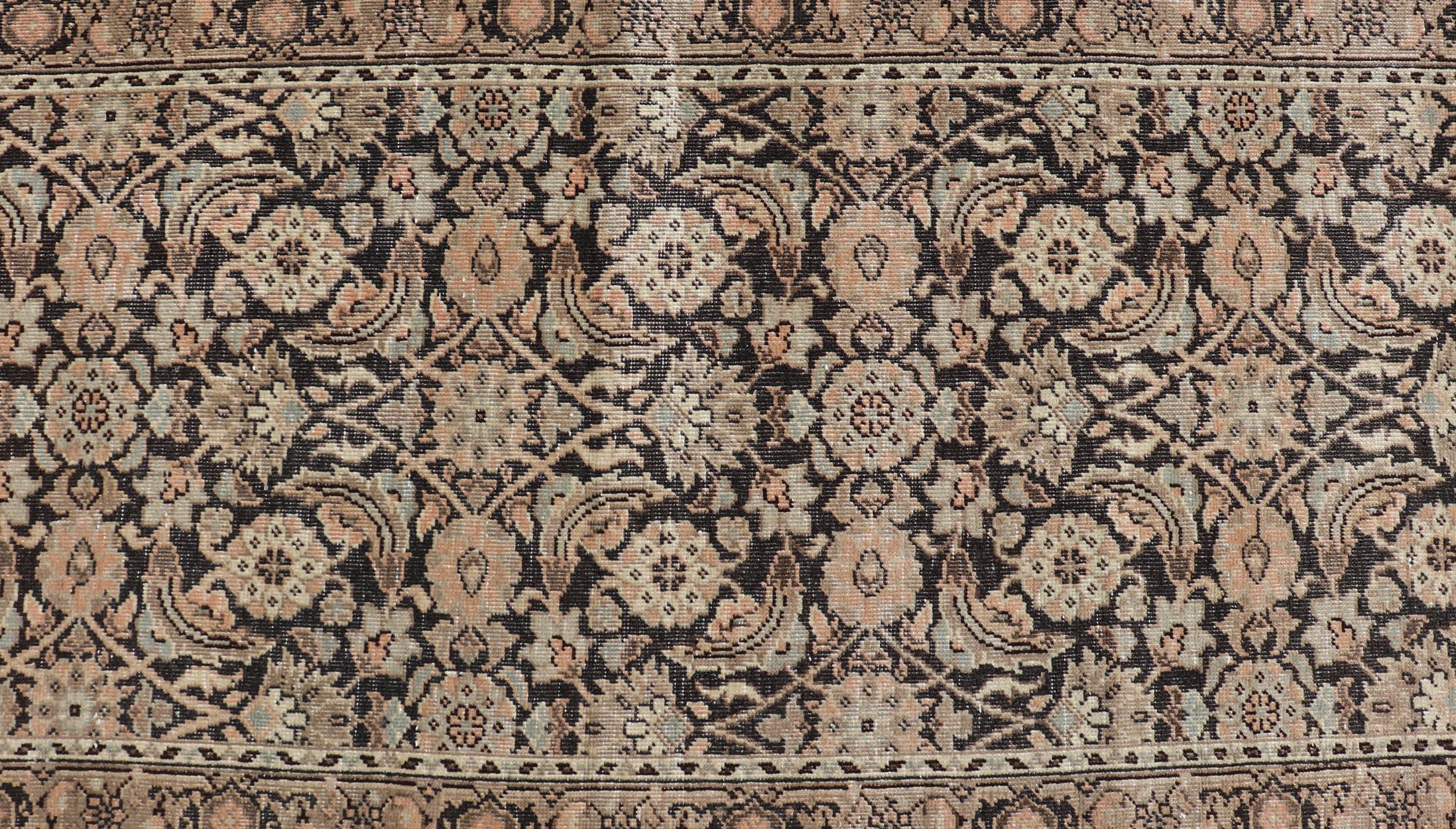 Antique Persian Tabriz Runner with Ornate Floral Design in Earthy Tones. Keivan Woven Arts / EMB-22135-15027, country of origin / type: Iran / Tabriz, circa 1920.

Measures: 2'8 x 9'4 

This Persian runner with a sophisticated, all-over design