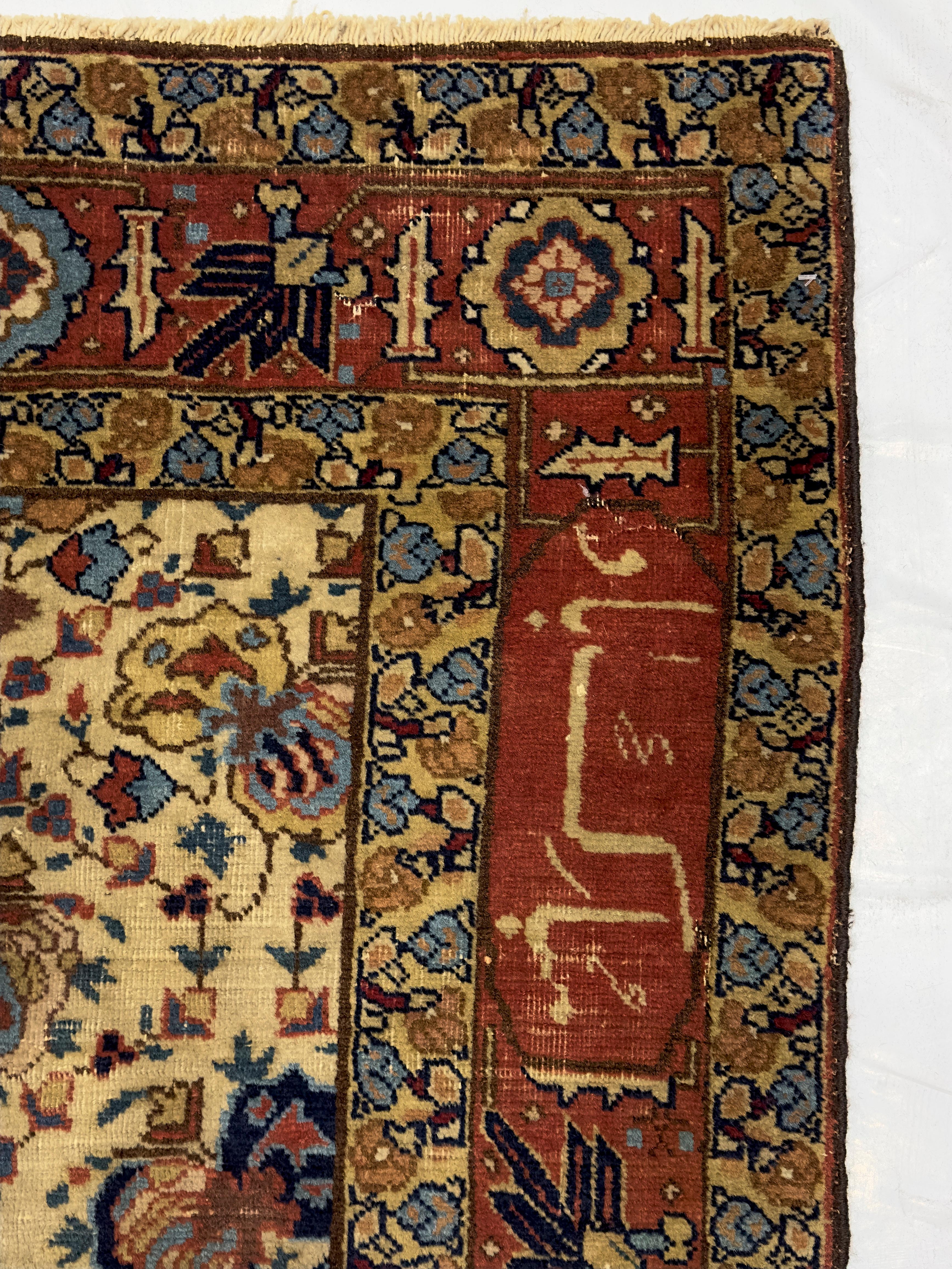 Antique Persian Tabriz Signed Rug 4'4