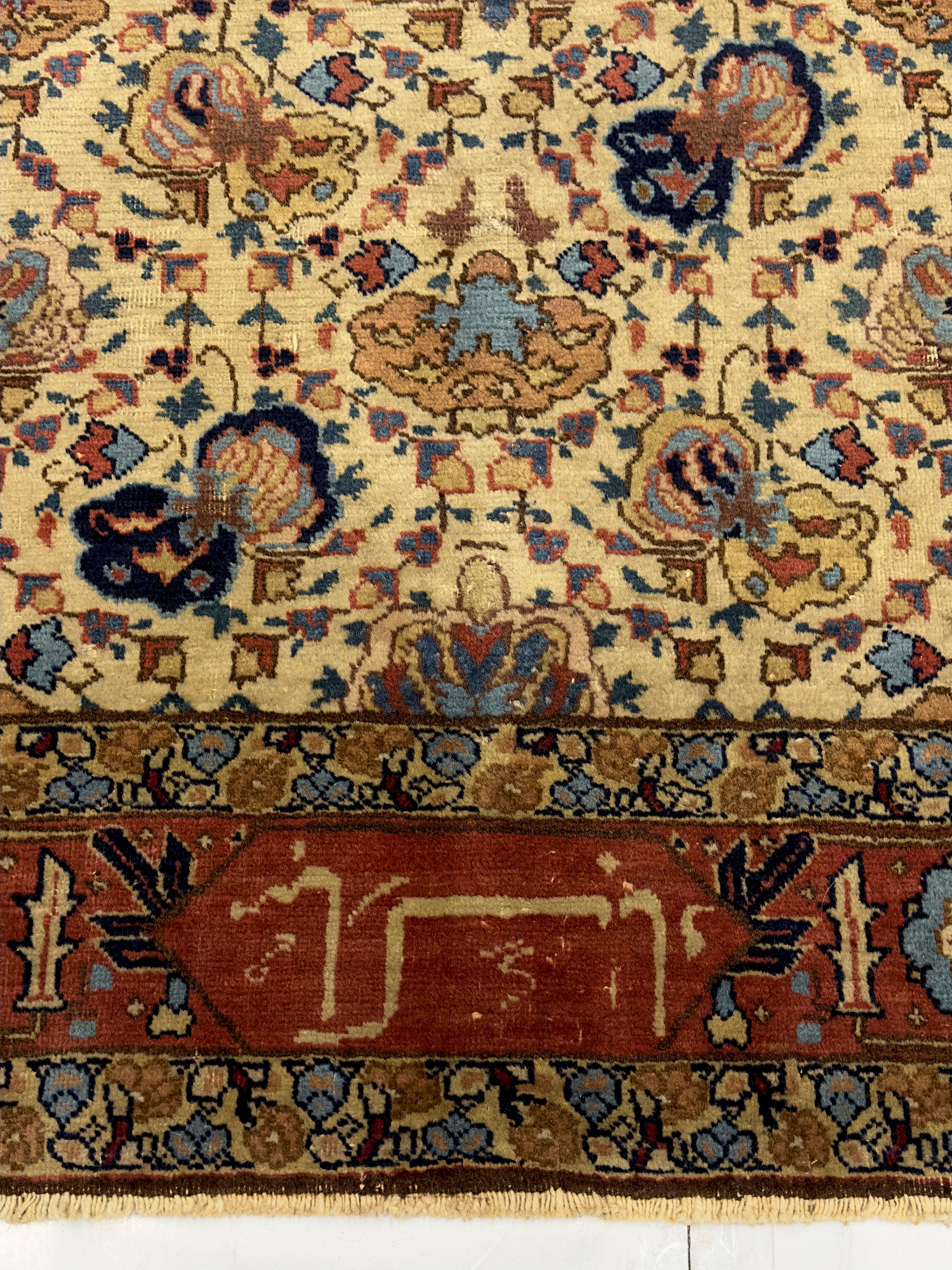 Antique Persian Tabriz Signed Rug 4'4