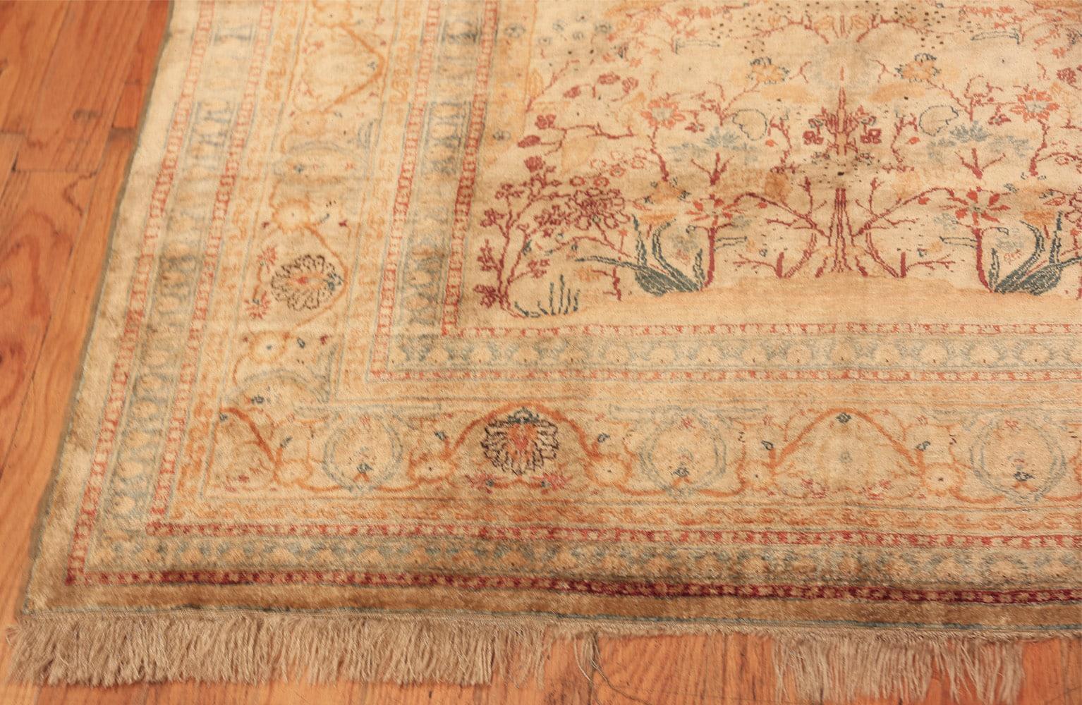 Beautiful small size antique Persian Tabriz silk prayer rug, country of origin: Persia, date: circa 1880, size: 4 ft 3 in x 5 ft 6 in (1.3 m x 1.68 m).