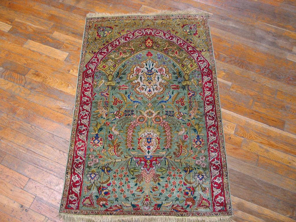 Antique Persian Tabriz silk rug,
 Size: 2'5