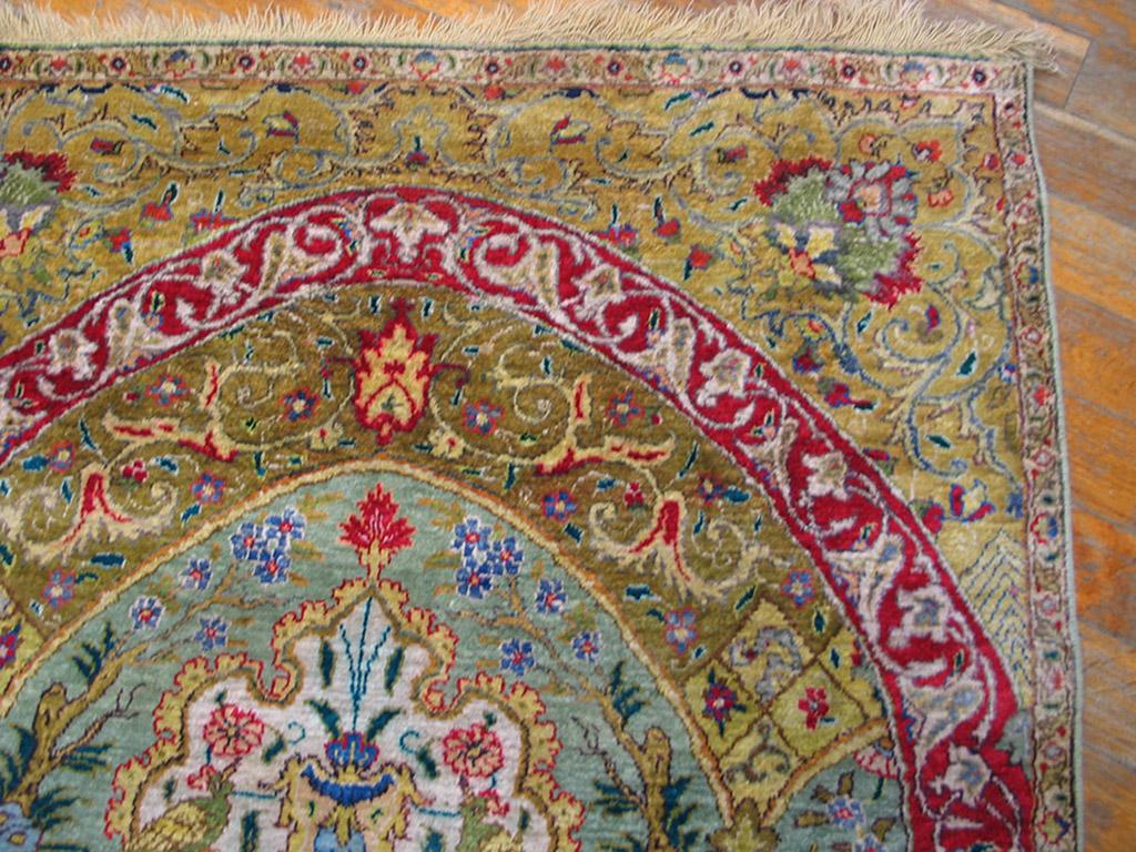 Hand-Knotted Antique Persian Tabriz Silk Rug 2' 5