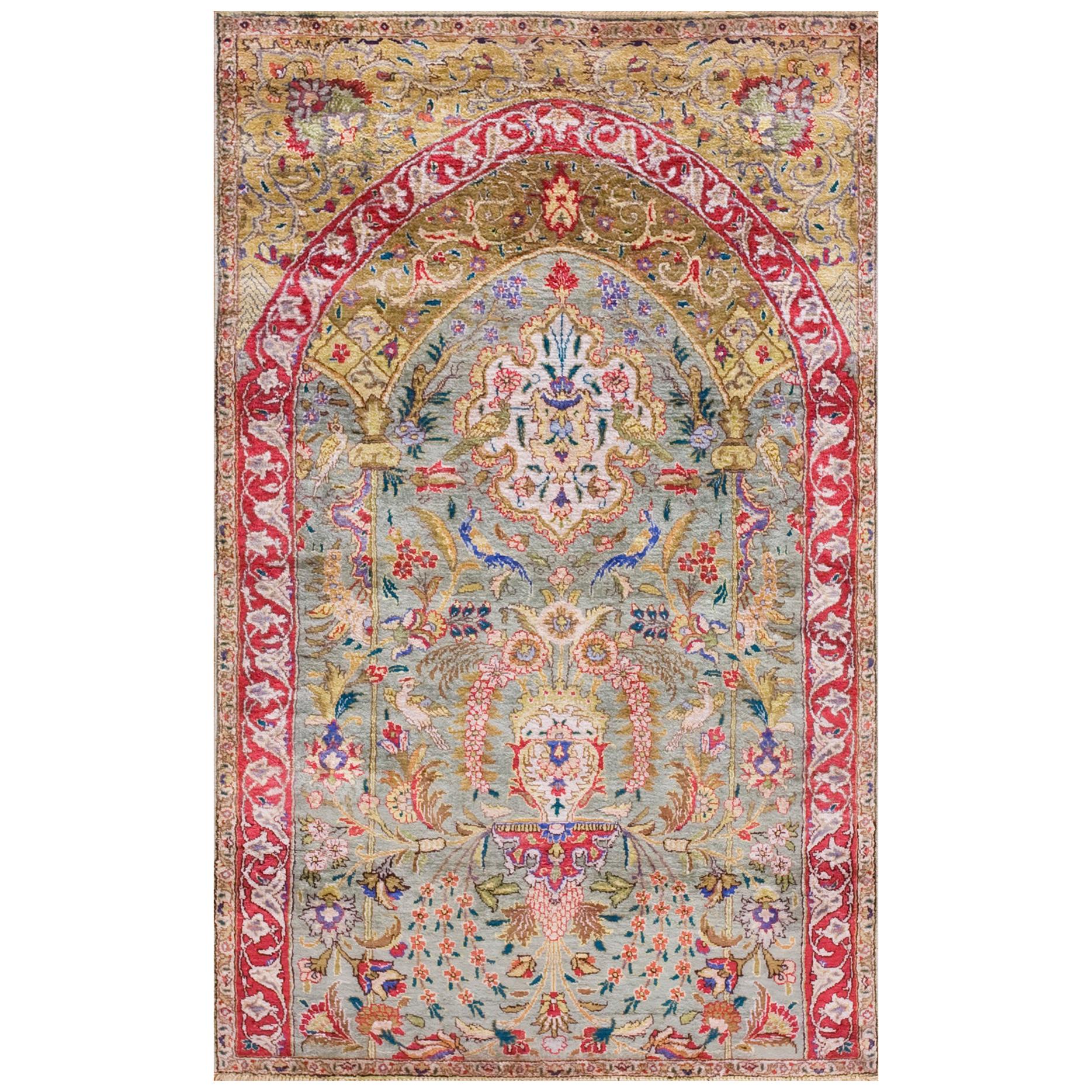 Antique Persian Tabriz Silk Rug 2' 5" x 3' 8"  For Sale