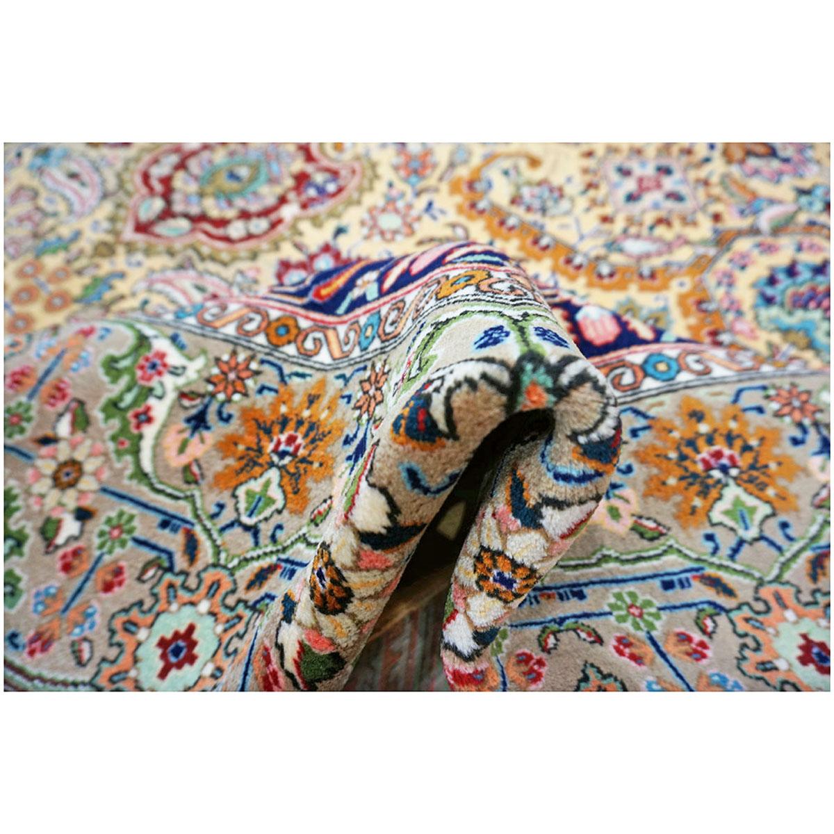 Antiker persischer Täbris 10x13 Tan, Taupe, Marine & Gold Handgefertigter Teppich im Angebot 3