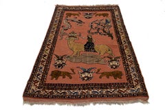 Alfombra Persa Antigua Tabriz De Lana Terracota Con Diseño Pictórico