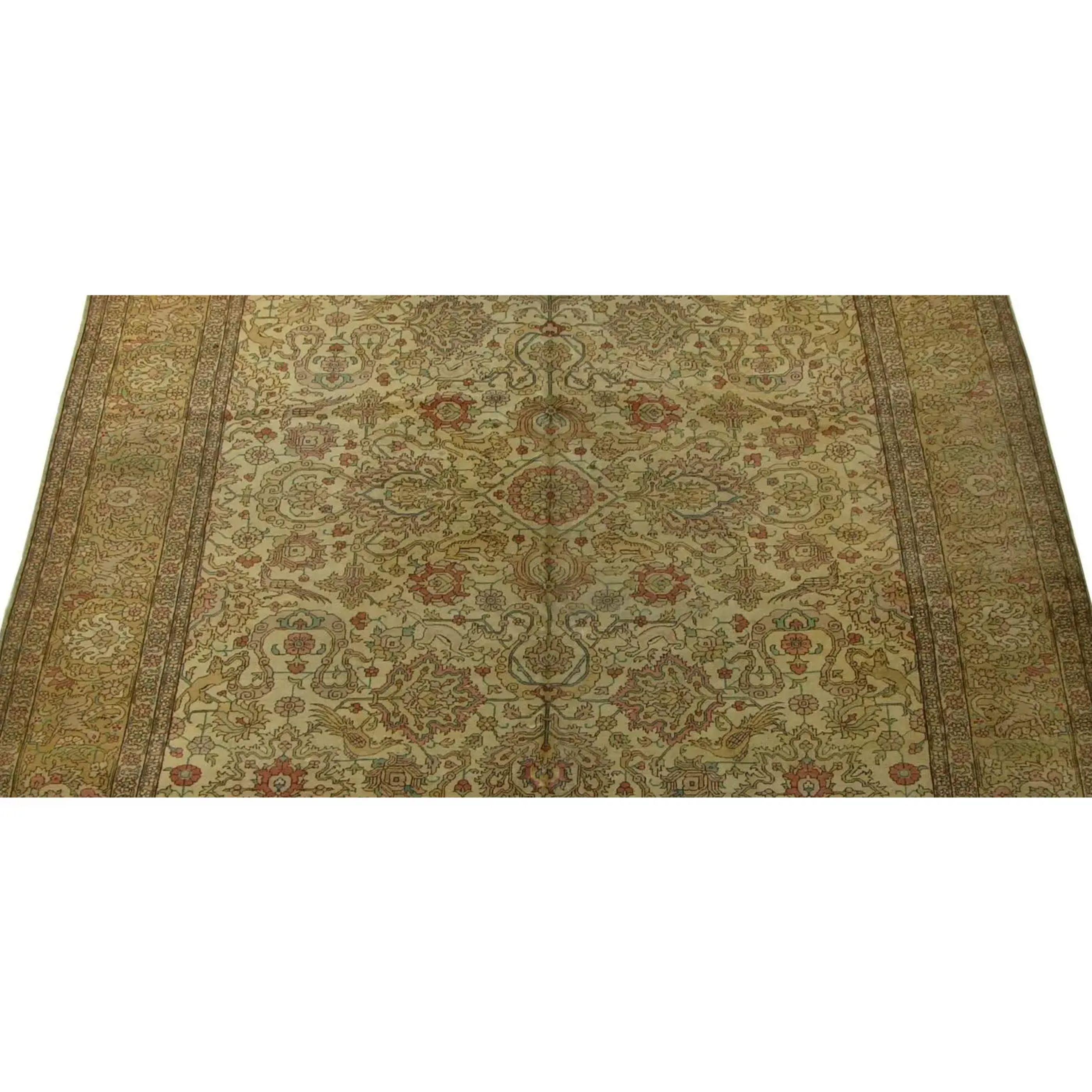 Empire Antique Persian Tabriz With Animal Print Rug-11'4'' X 9'1'' For Sale