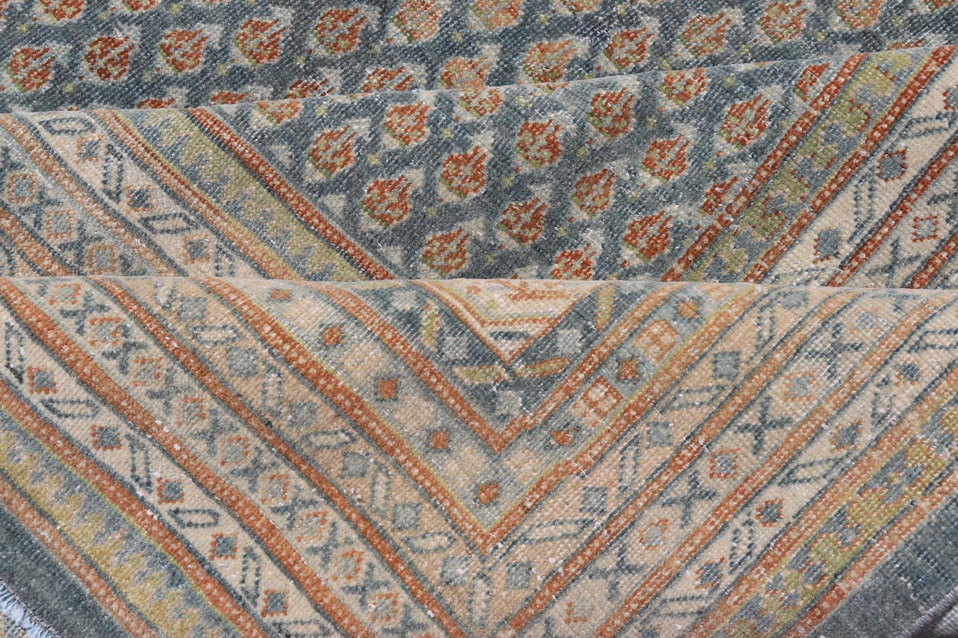 Tabriz persan ancien avec Small Design Herati en bleu doux 11'0 X 14'7 en vente 5