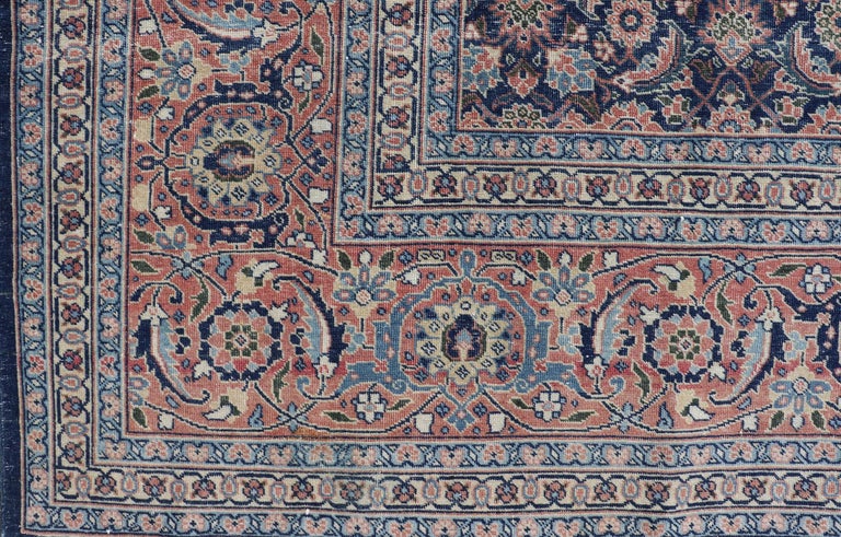 Antique Persian Tabriz with Sub-Geometric Herati Design in Blue ...
