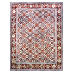 Antique Persian Tabriz Wool 10x13 Red, Blue & Tan Handmade Area Rug