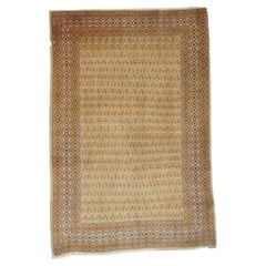 Antique Persian Tabriz Wool 3x5 Olive, Tan, & Blue Handmade Area Rug