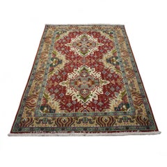Antique Persian Tabriz Wool 3x5 Red, Ivory & Tan Handmade Area Rug