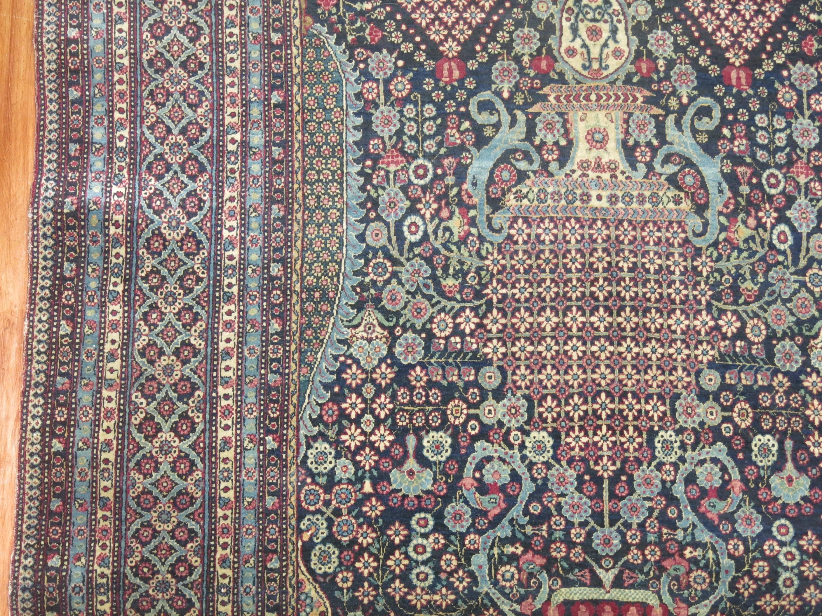 Kashan Antique Persian Teheran Carpet For Sale