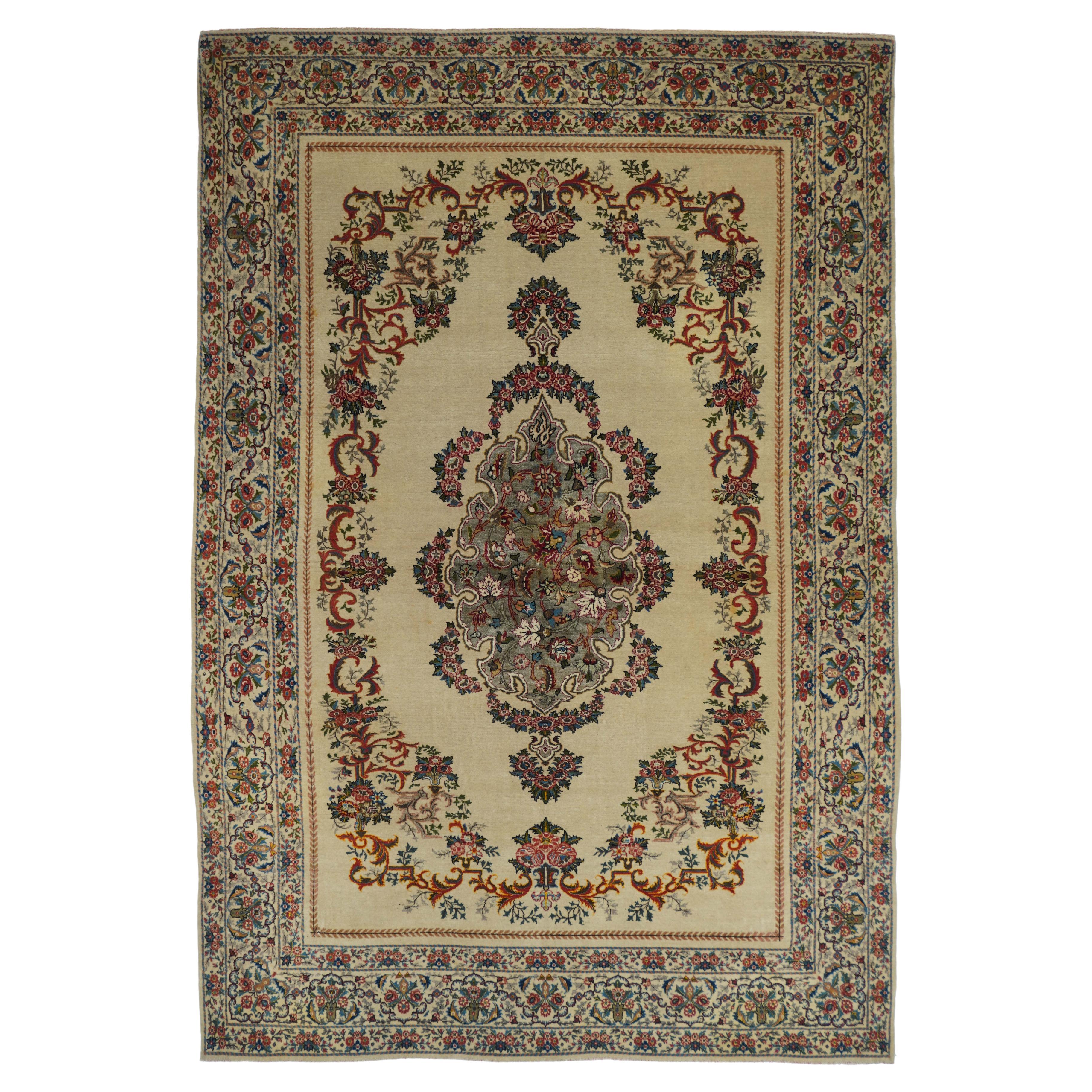 Extremely Fine Antique Persian Tehran Rug Wool with all design in Silk