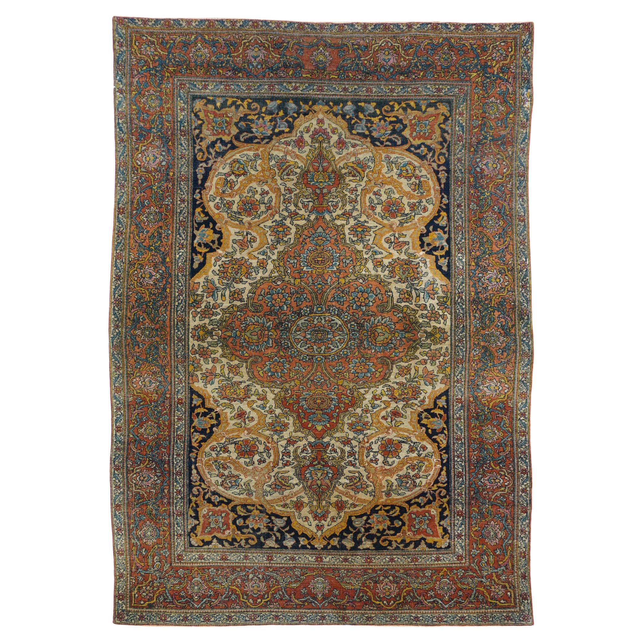 Antique Persian Tehran Rug 4'5'' x 6'10''