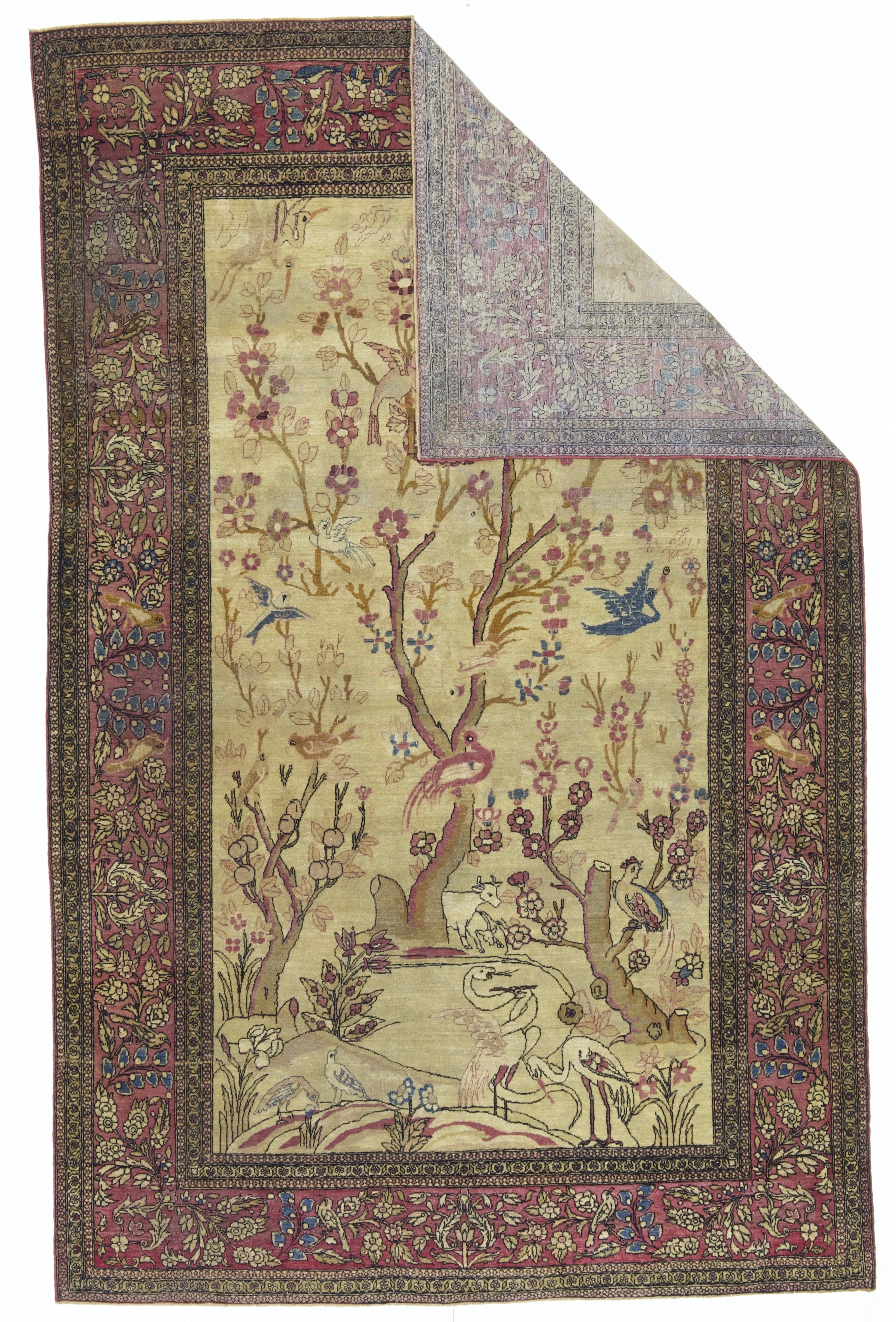 Antiker persischer Teheran-Teppich 4'6