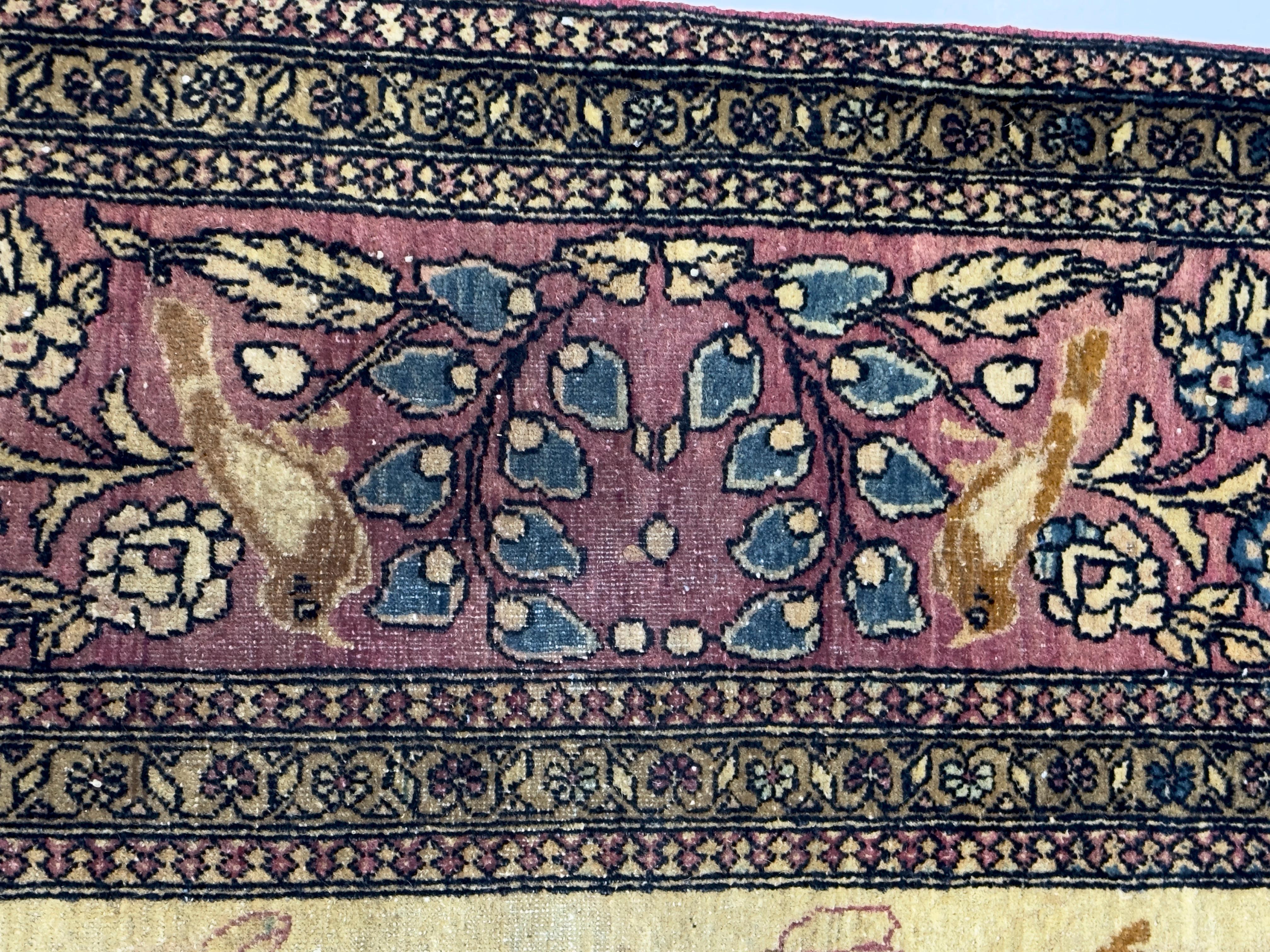 Antike persische Teheran Teppich 4'6
