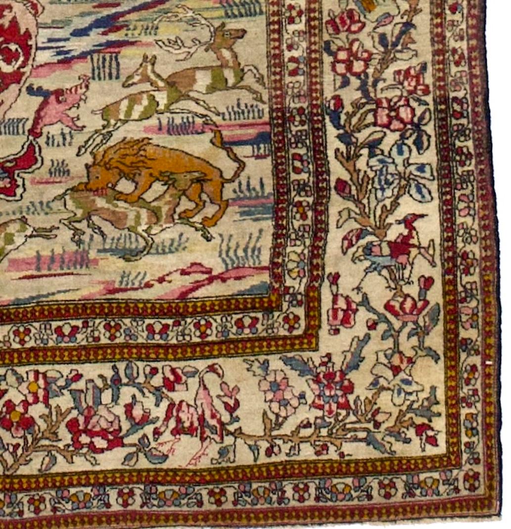 Antike persische Teheran Teppich 4'6 x 7'3
