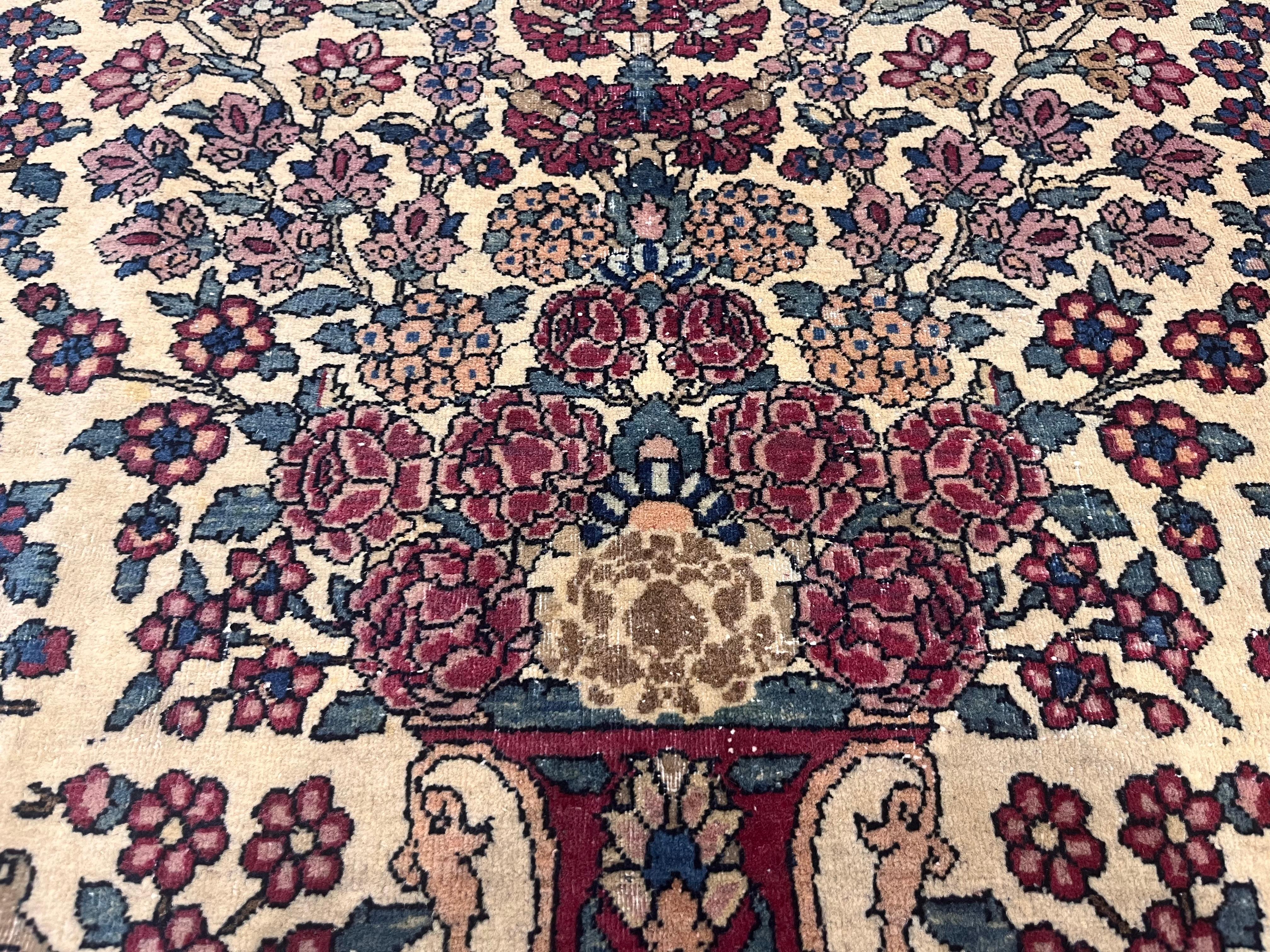 Antike persische Teheran Teppich 4'7