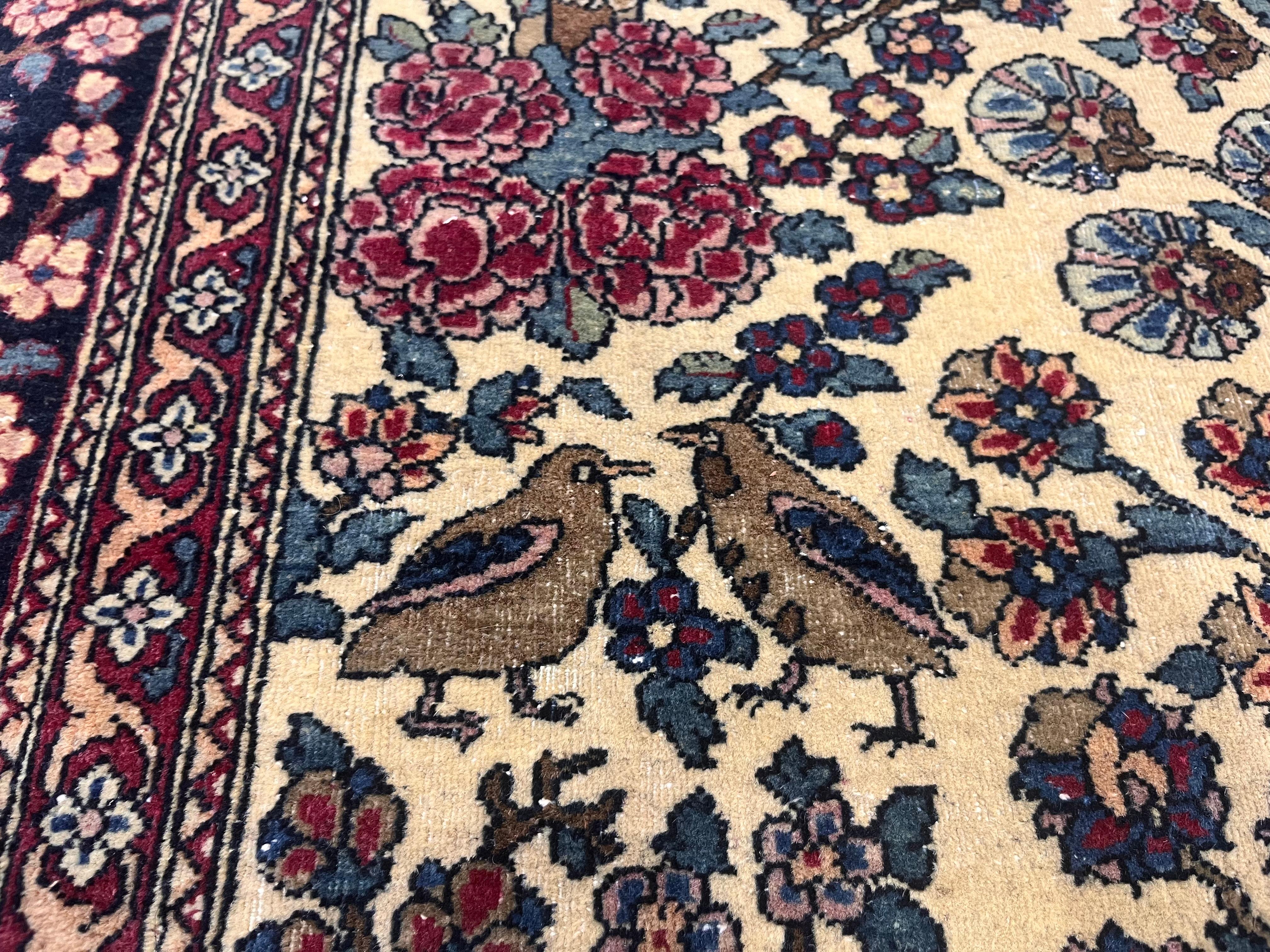 Antike persische Teheran Teppich 4'7